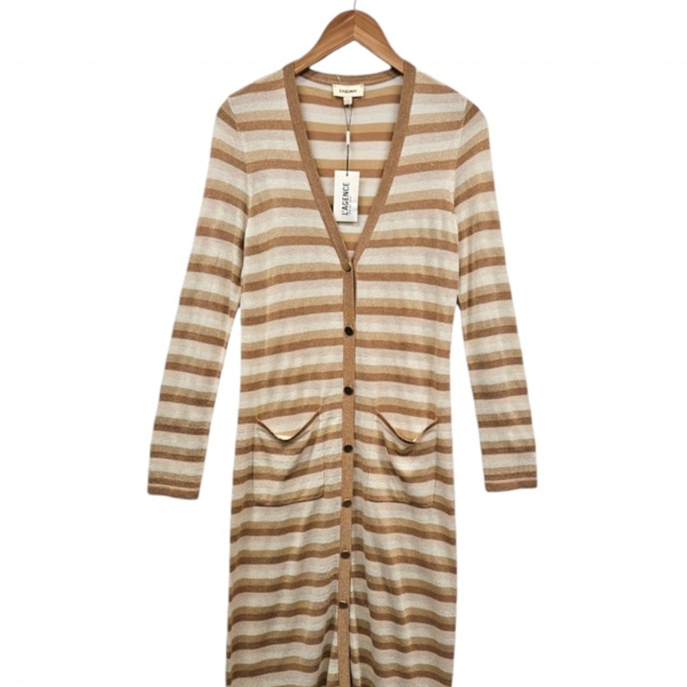 NEW L'Agence "Lulex Stripe Cardigan Dress", Small